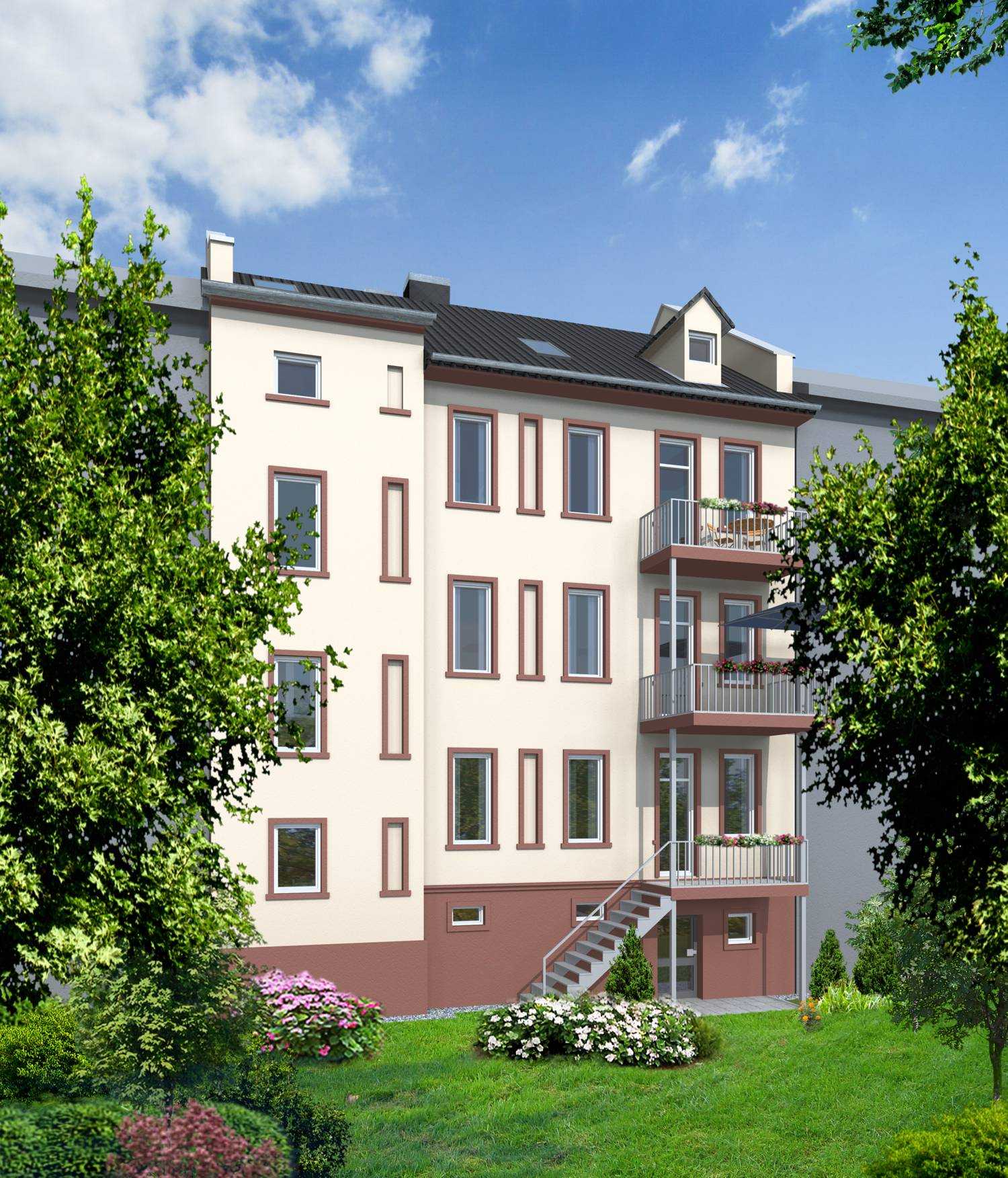 Architekturvisualisierung Sanierung Altbau (Hofseite) für Burghardt Immobilien/Frankfurt in 2015