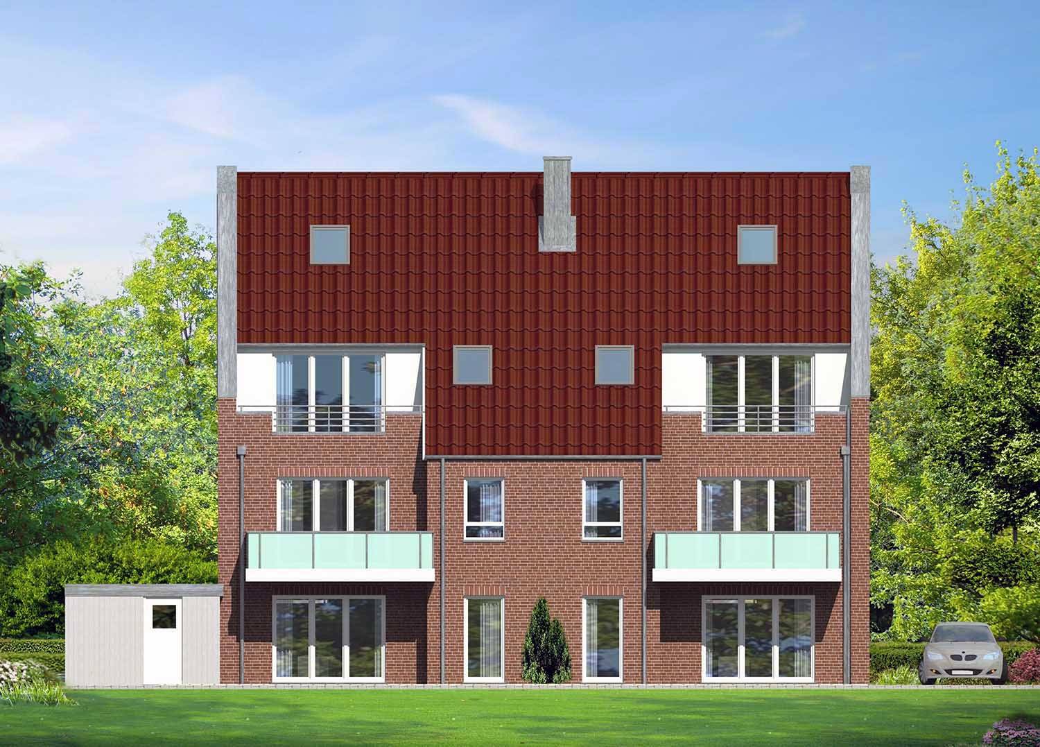 2D-Hofansicht Mehrfamilienhaus