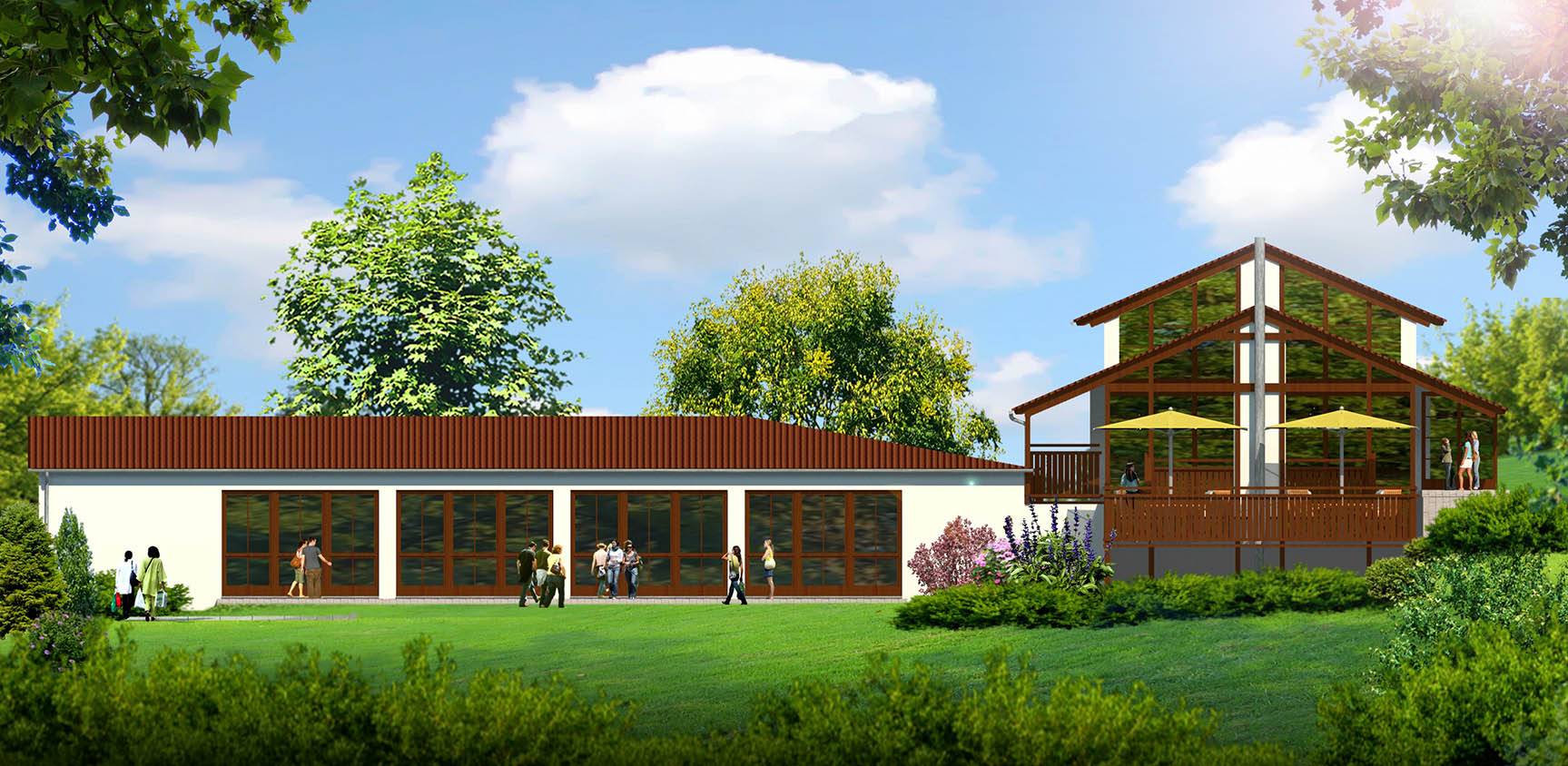 Seitenansicht in 2D eines indoor Schwimmbades