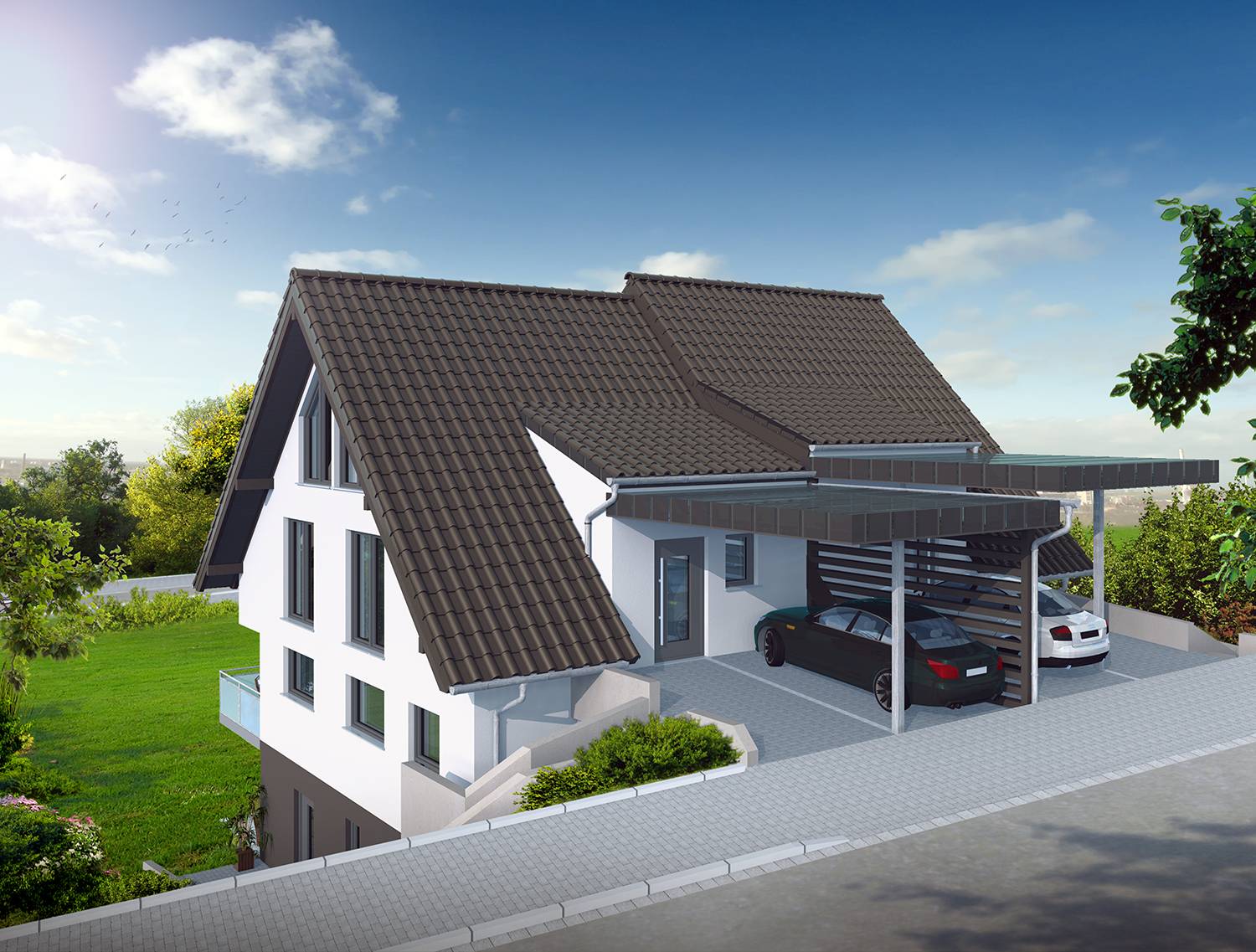 Architekturvisualisierung Doppelhaus