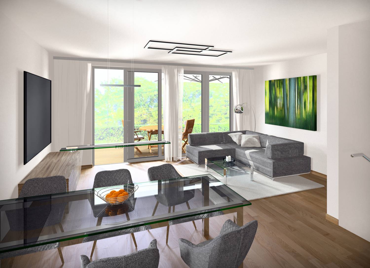 Wohnzimmer Home Staging als 3D-Innenraum Architekturvisualisierung für Arora UG aus Frankfurt a. Main, (Jahr 2021)