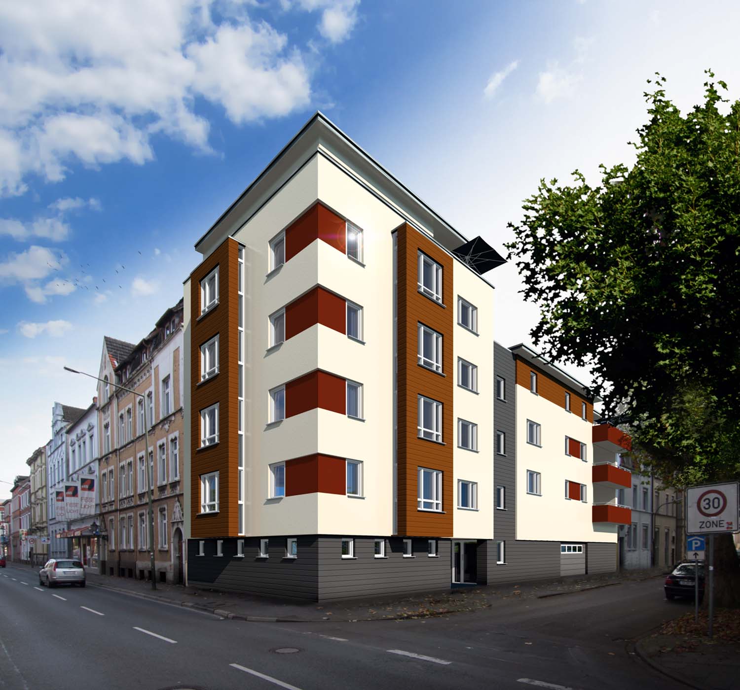3D Architektur Visualisierung Siedlungshaus WGH Martinistr. 53 OS für SAREV GmbH & Co. KG (Jahr 2010)