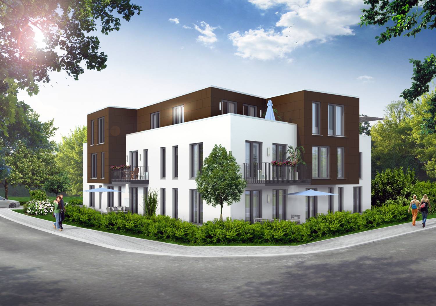 3D-Architekturvisualisierung Bauvorhaben Mehrfamilienhaus mit TG in Nordhäuser Weg, Hamburg, für SBL Immobilien GmbH in 25451 Quickborn (Jahr 2019)