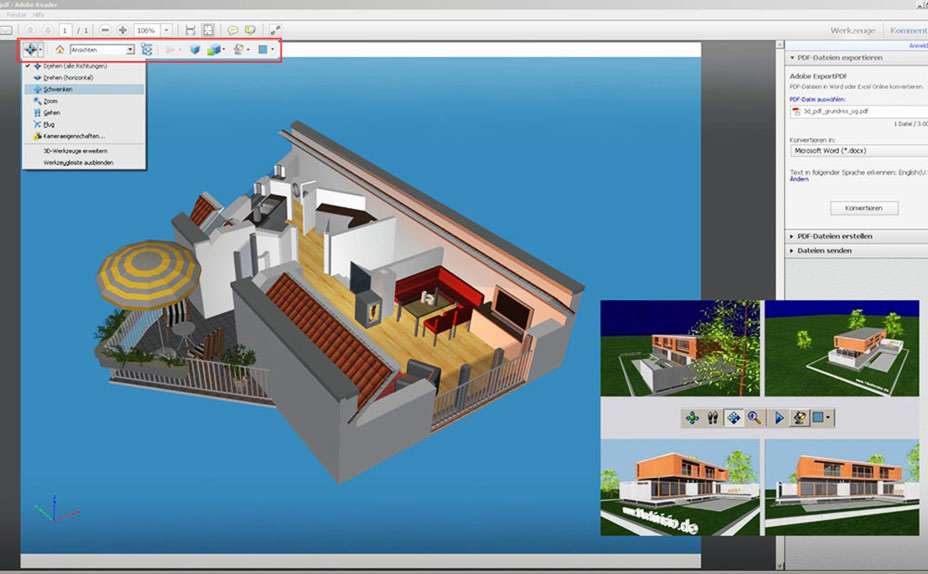 Architektur Visualisierung in Form von einem interaktiven 3D PDF Modell - virtuelles Erlebnis ohne CAD-Programm.
